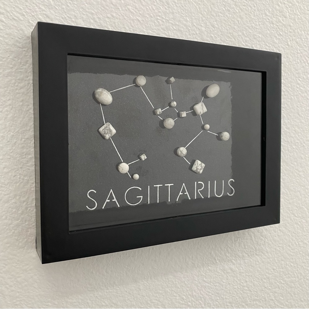Horoscope Art Sagittarius Star Constellation Beads Shadow Box 6x8 inches
